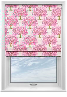 Classic Woodland, Pink Blossom - Motorised Roman Blind